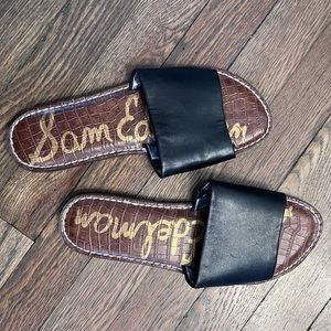 Sam Edelman Black Leather Slides - 9